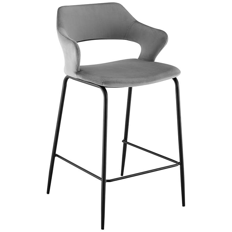 Image 1 Vidar 26" Gray Velvet Counter Stool