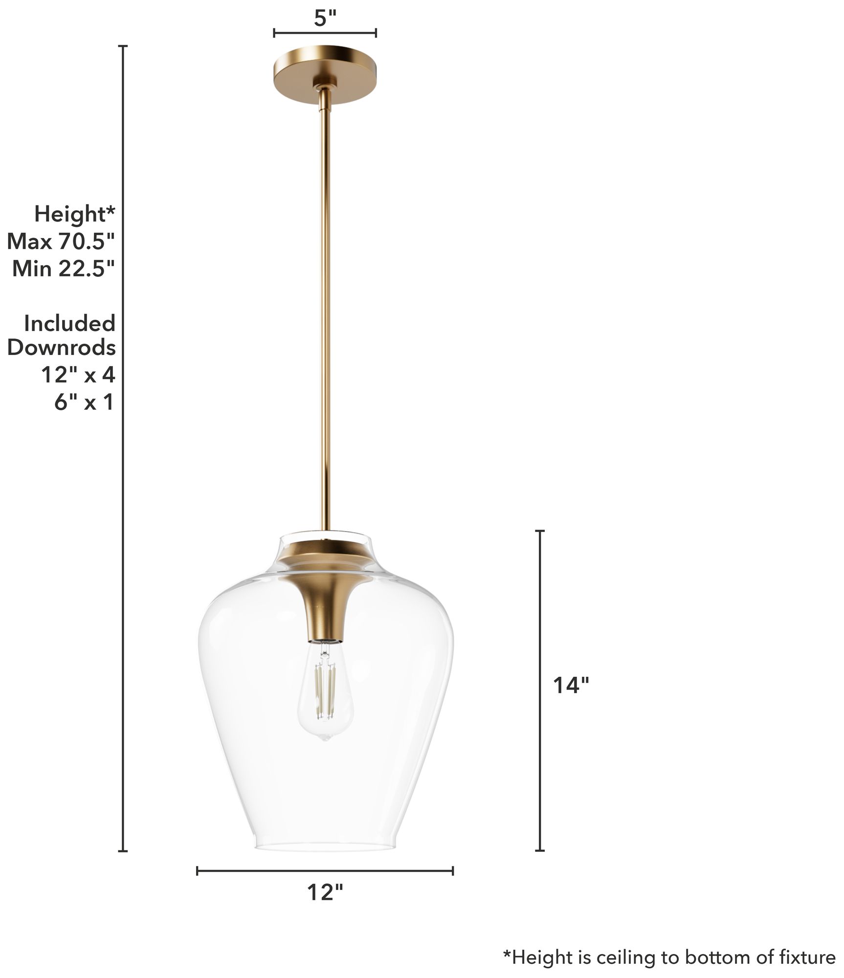 Image 4 Vidria Clear Glass 1 Light 12 Inch Pendant more views