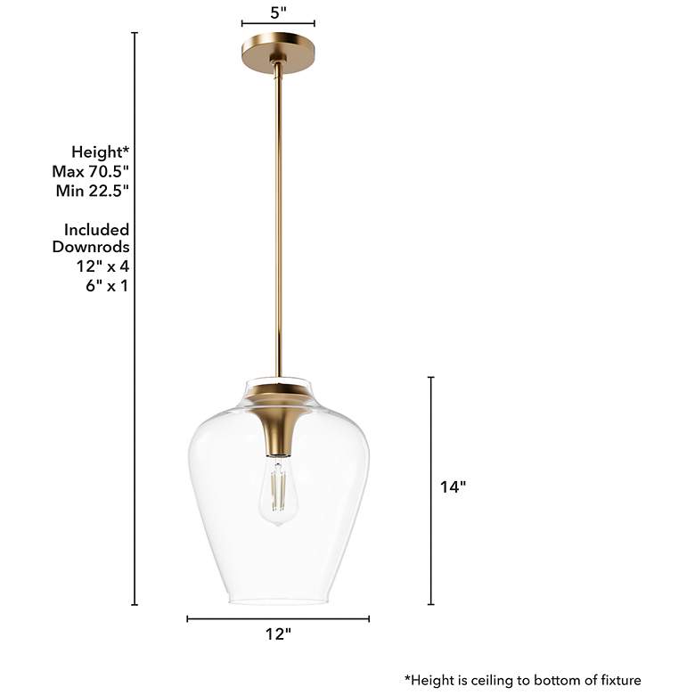 Image 4 Vidria Clear Glass 1 Light 12 Inch Pendant more views