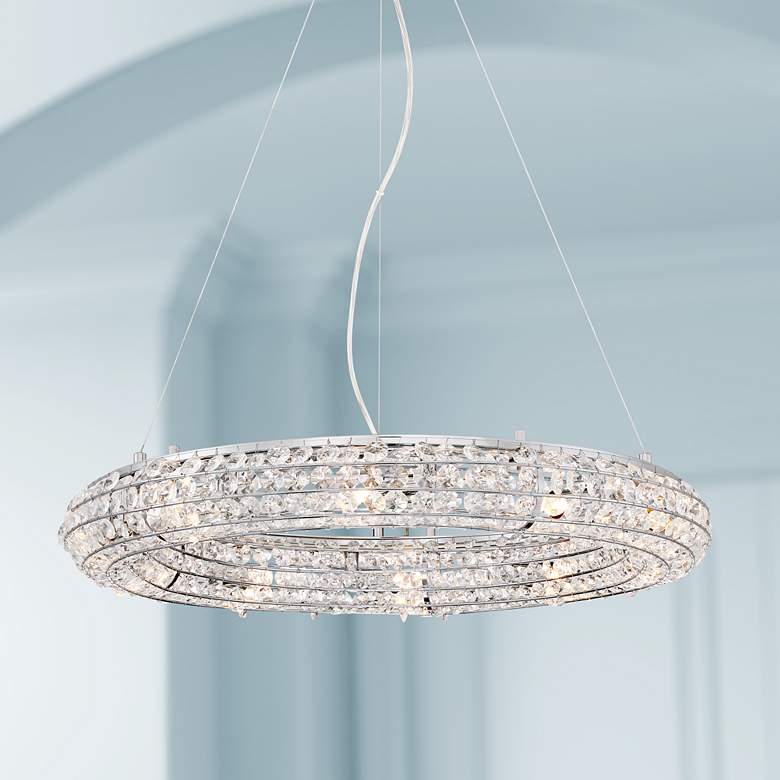 Image 1 Vien 24 1/2 inch Wide Chrome and Crystal Pendant Light