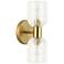 Vienna 11.5"H 2 Light Aged Brass Wall Sconce w/ Clear Ribbed Glass Sha