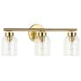 Vienna 21" Wide 3 Light Aged Brass Vanity With Clear Ribbed Glass Shad