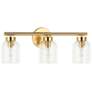 1_Vienna 21" Wide 3 Light Aged Brass Vanity With Clear Ribbed Glass Shad