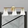1_Vienna 21" Wide 3 Light Aged Brass Vanity With Clear Ribbed Glass