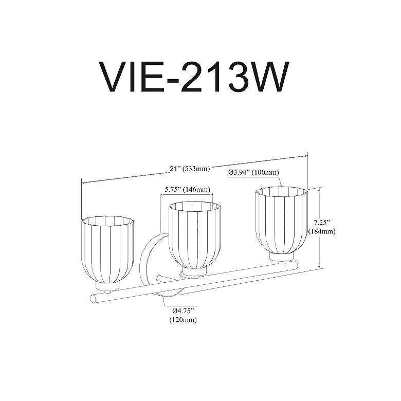 Image 3 Vienna 21" Wide 3 Light Matte Black Vanity With Clear Ribbed Glass Sha more views