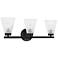 Vienna 21" Wide 3 Light Matte Black Vanity With Clear Ribbed Glass