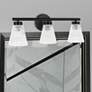 1_Vienna 21" Wide 3 Light Matte Black Vanity With Clear Ribbed Glass
