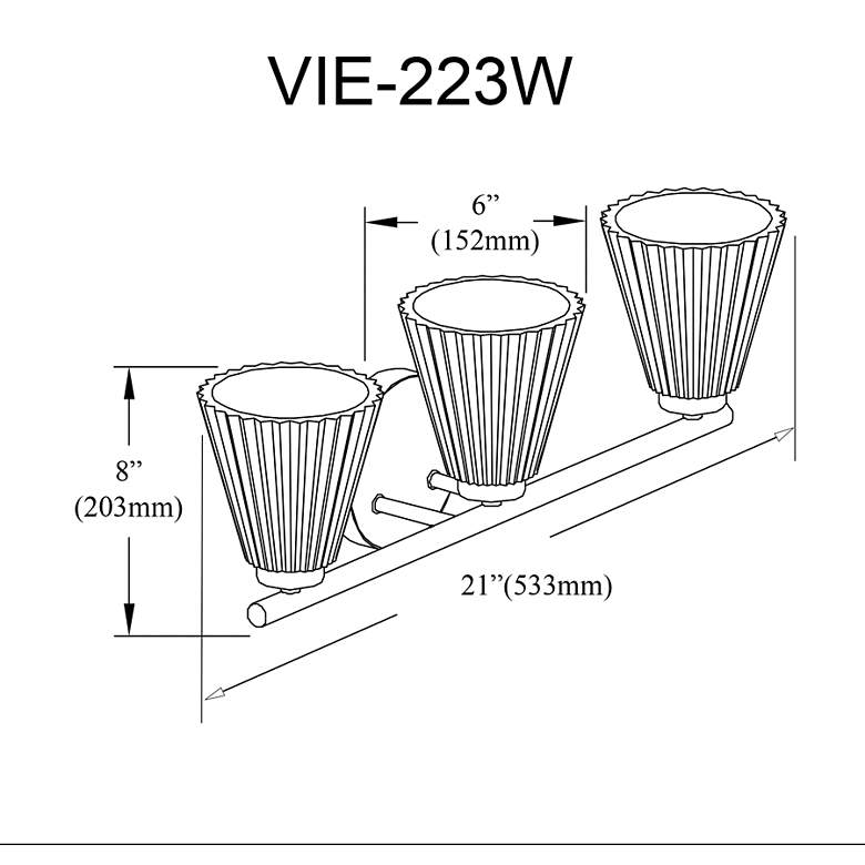 Image 2 Vienna 21" Wide 3 Light Polished Chrome Vanity With Clear Ribbed Glass more views