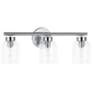 1_Vienna 21"W 3 Light Polished Chrome Vanity w/ Clear Ribbed Glass Shade
