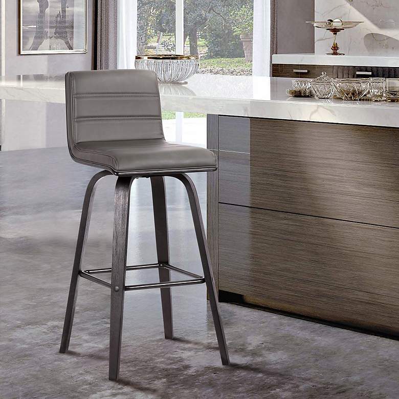 Image 6 Vienna 25 1/4" Gray Faux Leather Swivel Counter Stools Set of 2 more views