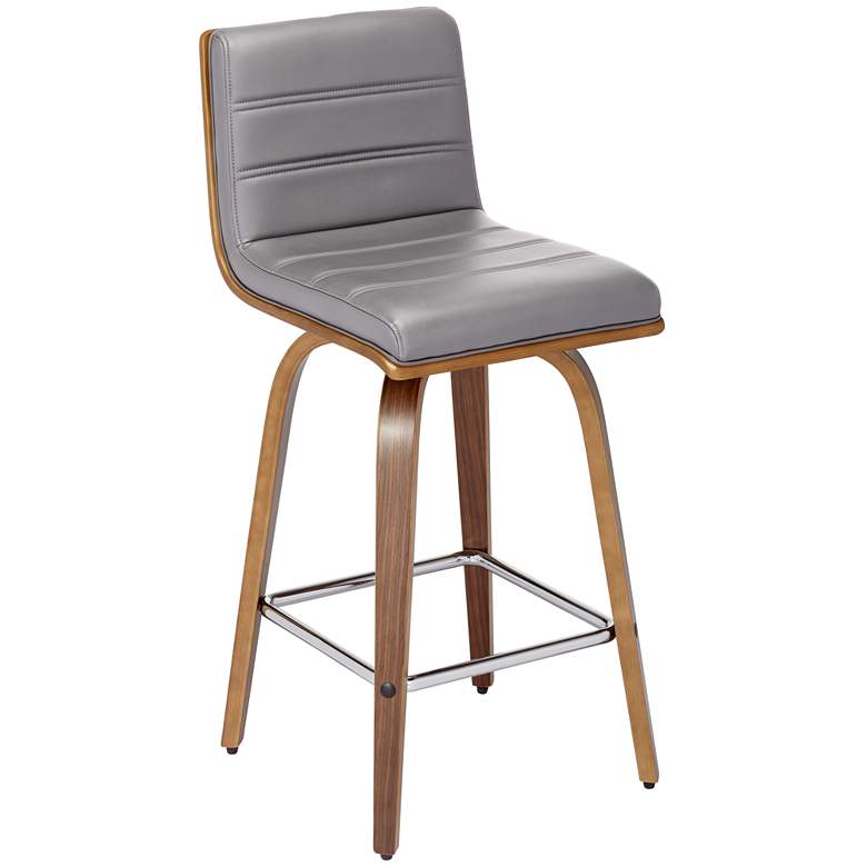 Image 2 Vienna 25 1/4" Gray Faux Leather Modern Swivel Counter Stool