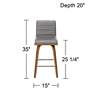 Vienna 25 1/4" Gray Faux Leather Modern Swivel Counter Stool