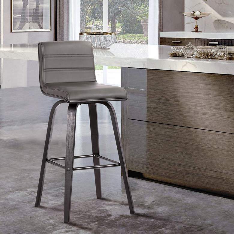 Image 1 Vienna 25 1/4 inch Gray Faux Leather Swivel Counter Stool
