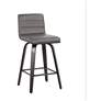 Vienna 26 in. Swivel Barstool in Gray Faux Leather and Black Wood
