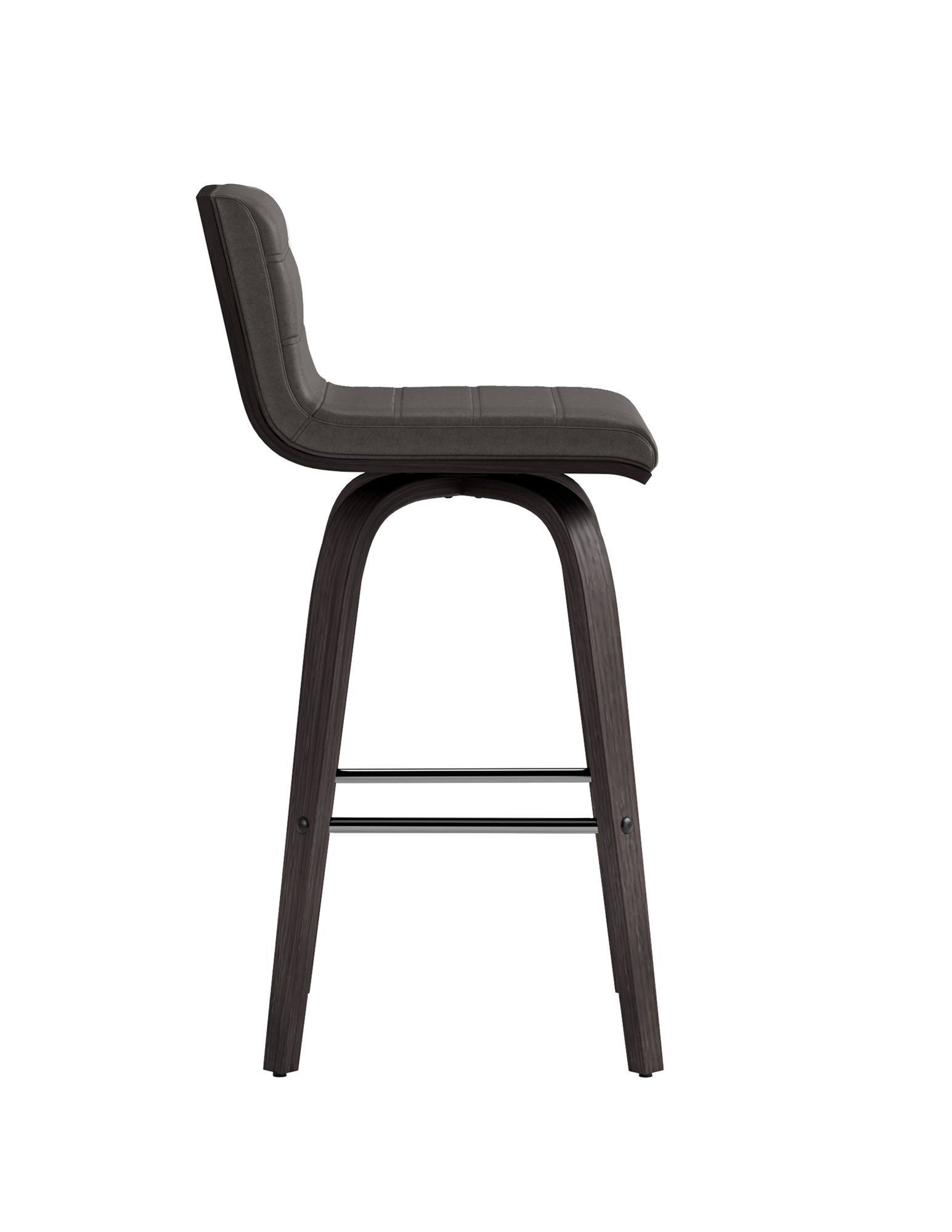 Image 4 Vienna 26 in. Swivel Barstool in Gray Faux Leather and Black Wood more views