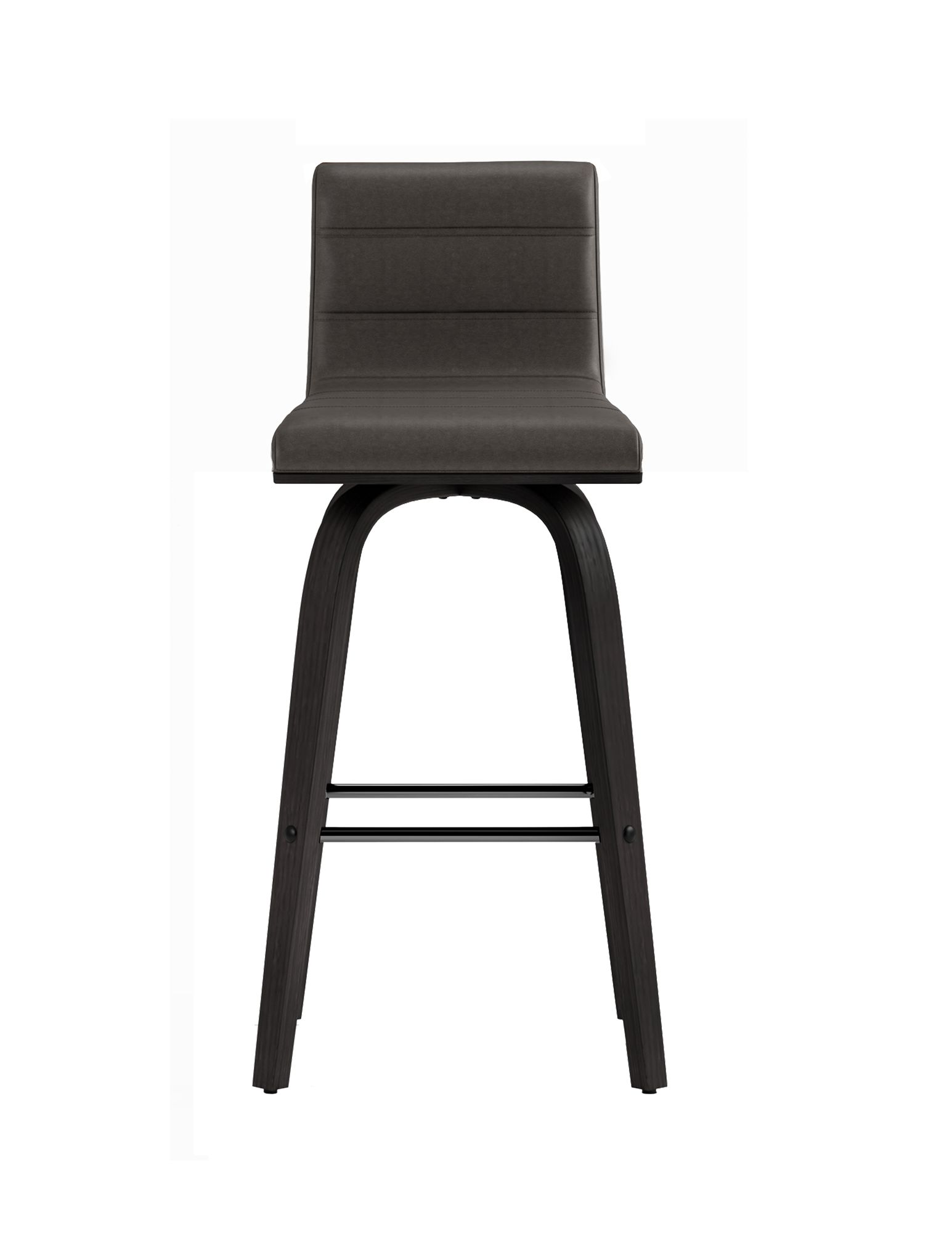 Image 6 Vienna 26 in. Swivel Barstool in Gray Faux Leather and Black Wood more views