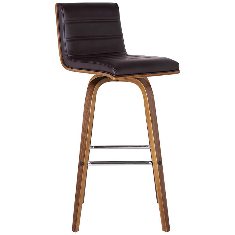 Image 1 Vienna 26 in. Swivel Barstool in Walnut Finish with Brown Faux Leather