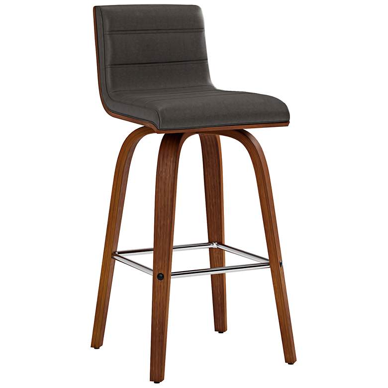 Image 1 Vienna 26" Walnut and Gray Faux Leather Swivel Counter Stool