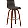Vienna 26" Walnut and Gray Faux Leather Swivel Counter Stool