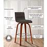 Vienna 26" Walnut and Gray Faux Leather Swivel Counter Stool