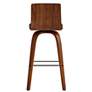 3_Vienna 26" Walnut and Gray Faux Leather Swivel Counter Stool more views