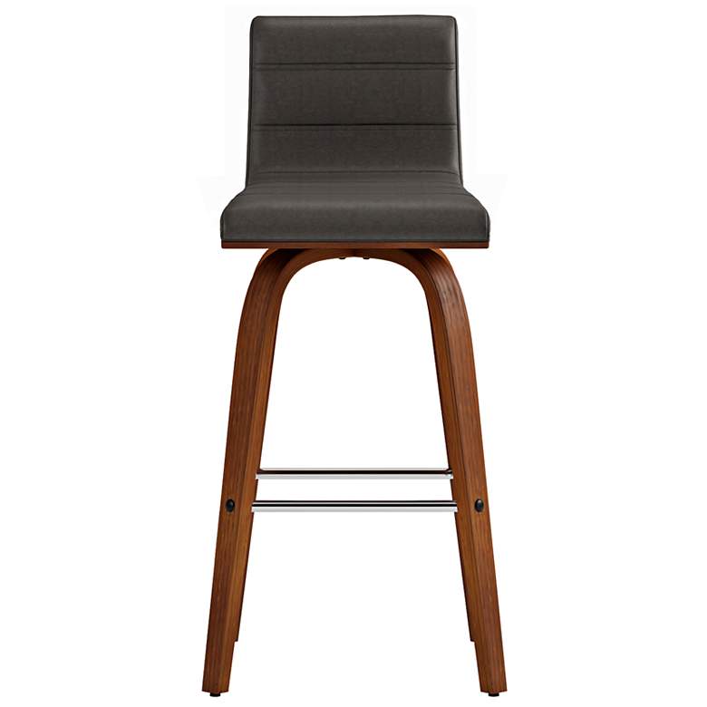 Image 4 Vienna 26" Walnut and Gray Faux Leather Swivel Counter Stool more views