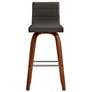 4_Vienna 26" Walnut and Gray Faux Leather Swivel Counter Stool more views