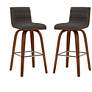 Vienna 26" Walnut and Gray Faux Leather Swivel Counter Stool