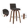 Vienna 26" Walnut and Gray Faux Leather Swivel Counter Stool