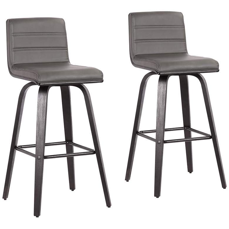 Image 1 Vienna 29 1/2" Gray Faux Leather Swivel Bar Stools Set of 2