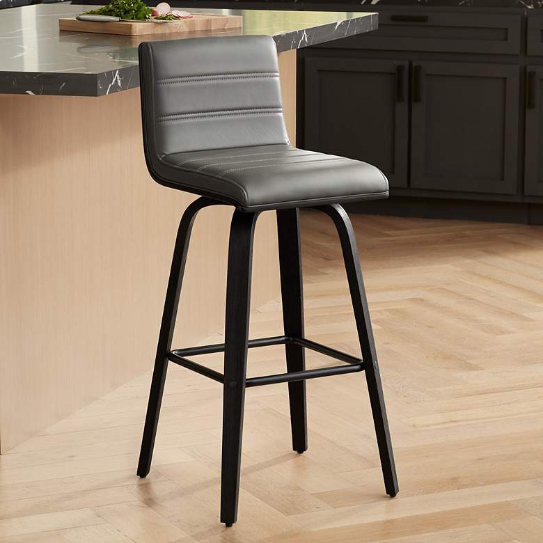 Image 6 Vienna 29 1/2" Gray Faux Leather Swivel Bar Stools Set of 2 more views