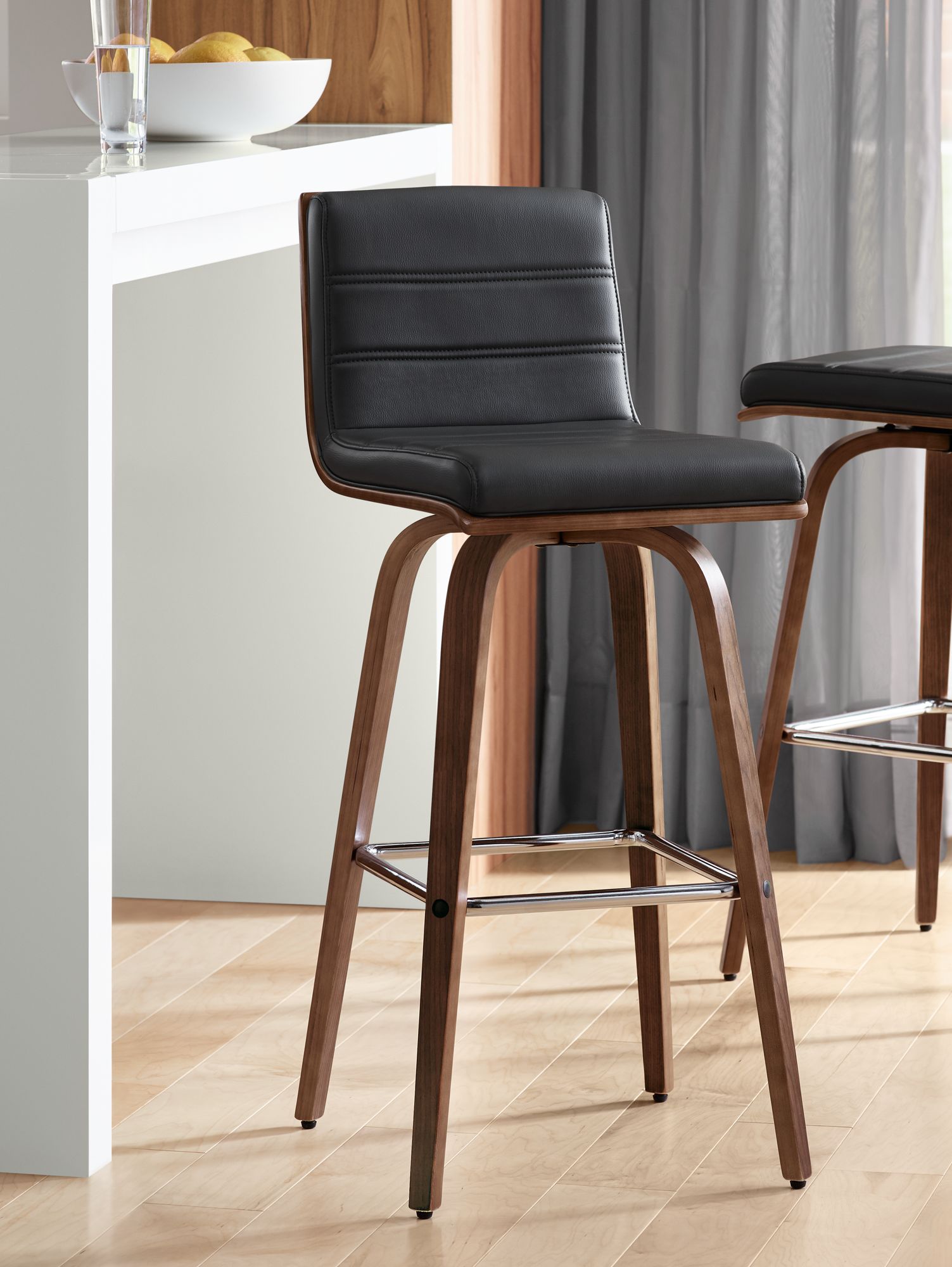 Walnut and leather bar stools new arrivals