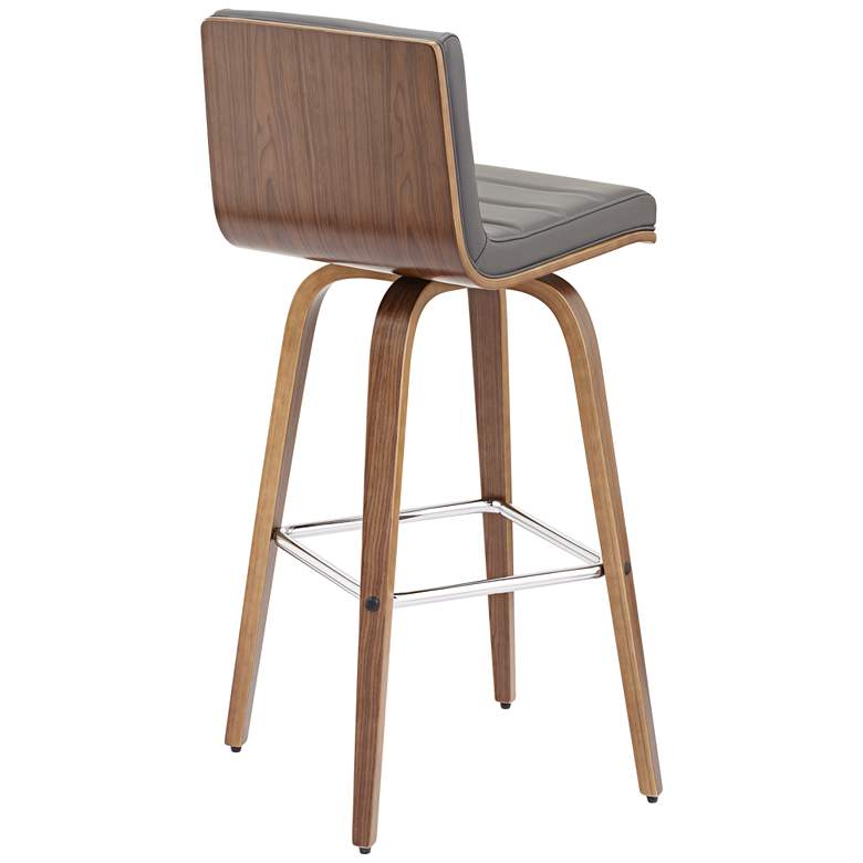 Image 5 Vienna 29 1/2" Gray Faux Leather and Walnut Swivel Bar Stool more views