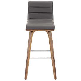 Image3 of Vienna 29 1/2" Walnut Gray Faux Leather Swivel Bar Stools Set of 2 more views