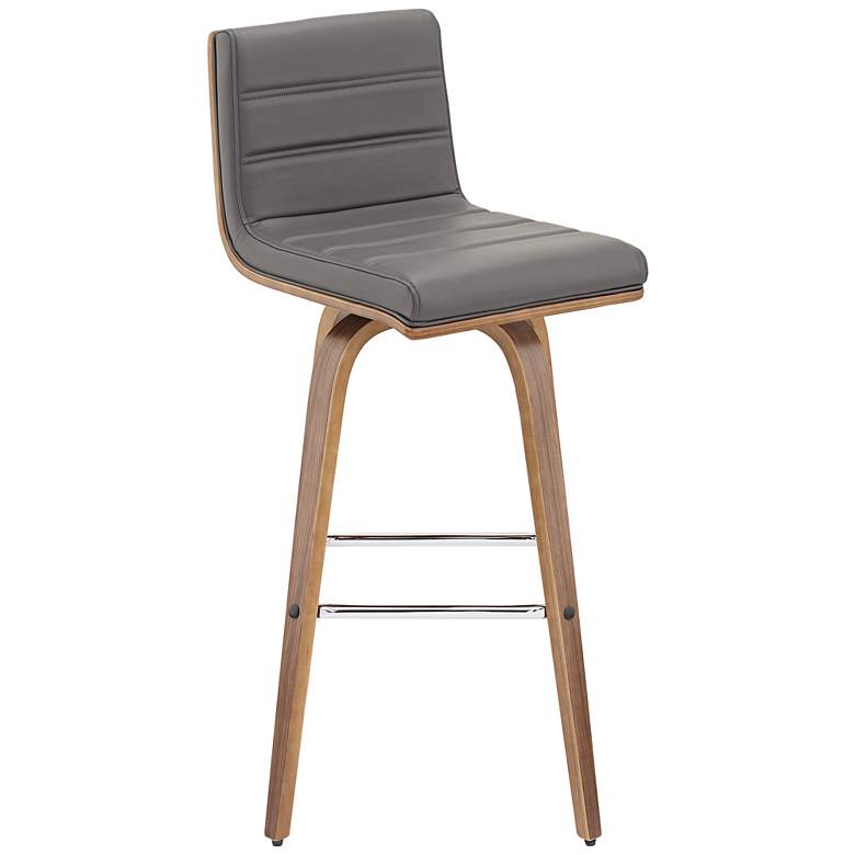 Image 5 Vienna 29 1/2" Walnut Gray Faux Leather Swivel Bar Stools Set of 2 more views