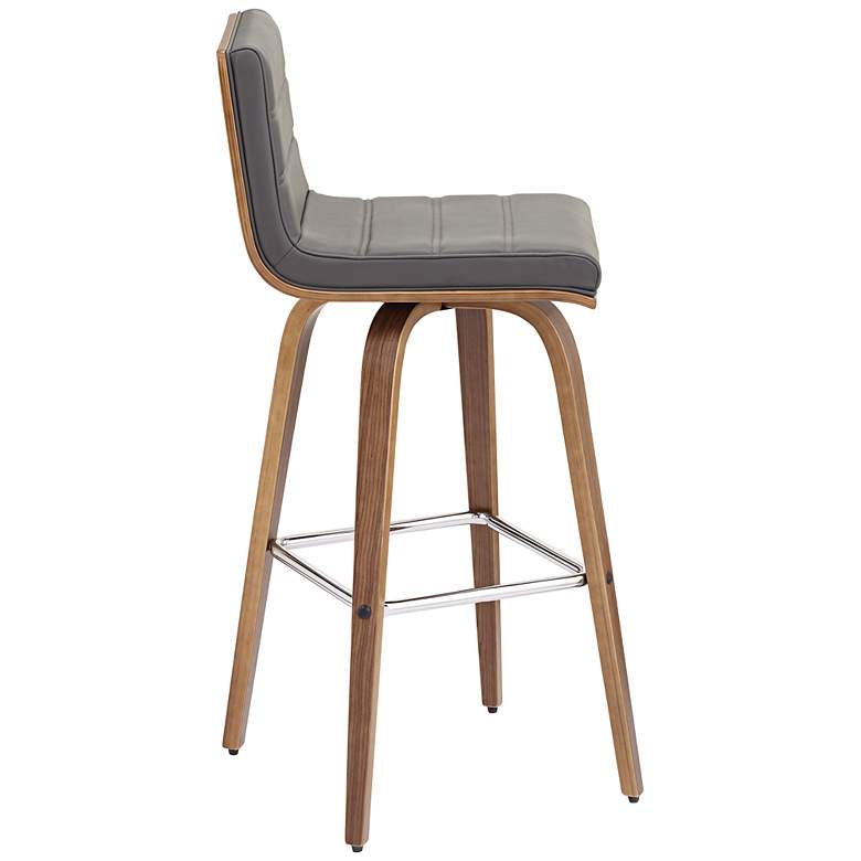 Image 6 Vienna 29 1/2" Walnut Gray Faux Leather Swivel Bar Stools Set of 2 more views