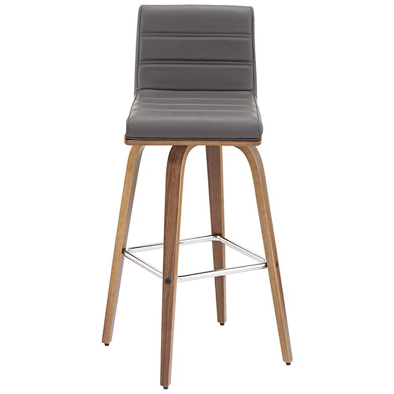 Image 7 Vienna 29 1/2" Walnut Gray Faux Leather Swivel Bar Stools Set of 2 more views