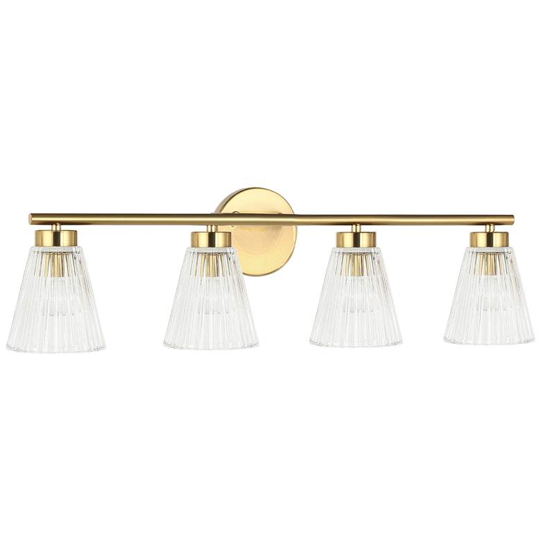 Image 1 Vienna 29" Wide 4 Light Aged Brass Vanity With Clear Ribbed Glass