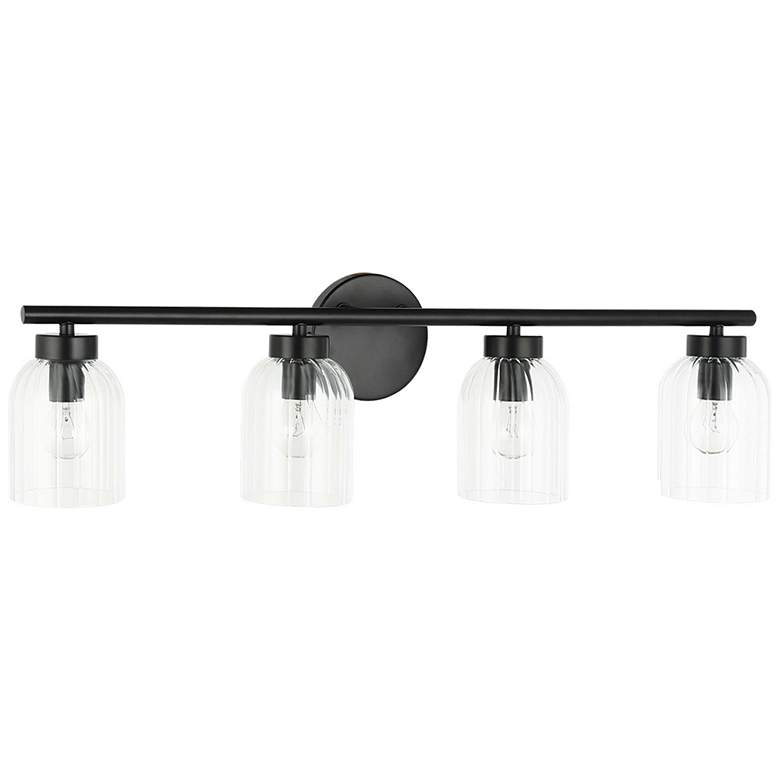 Image 1 Vienna 29 inch Wide 4 Light Matte Black Vanity With Clear Ribbed Glass Sha