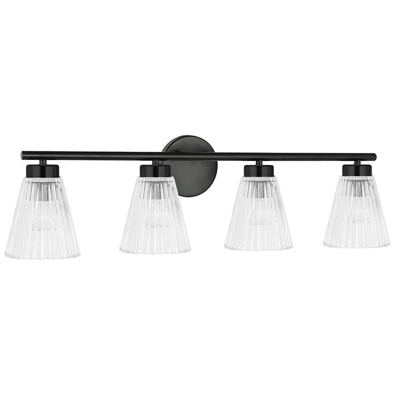 Image 1 Vienna 29" Wide 4 Light Matte Black Vanity With Clear Ribbed Glass