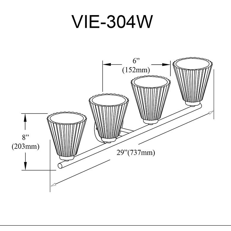 Image 2 Vienna 29" Wide 4 Light Polished Chrome Vanity With Clear Ribbed Glass more views