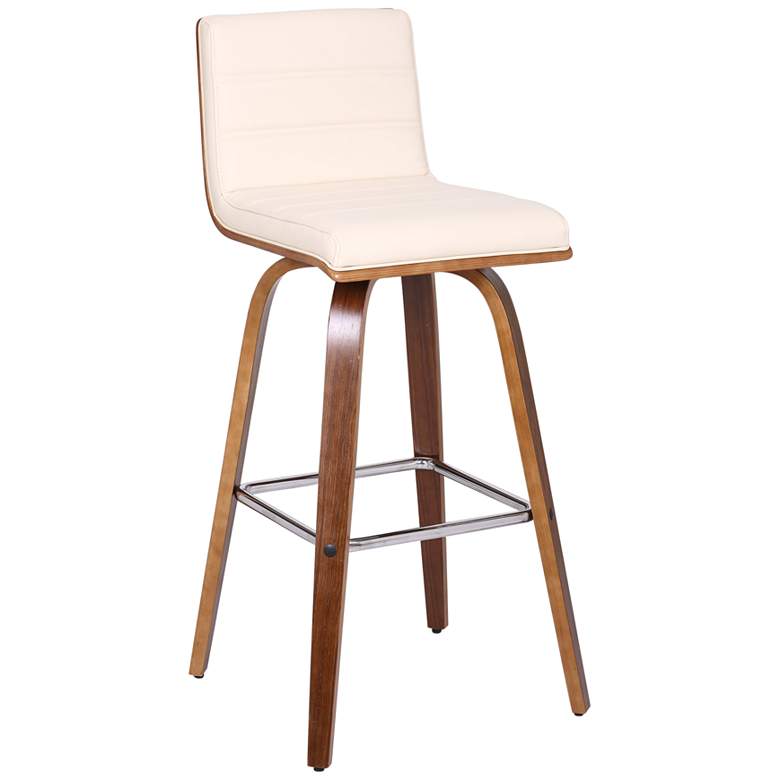 Image 1 Vienna 30 in. Swivel Barstool in Chrome Finish with Cream Faux Leather