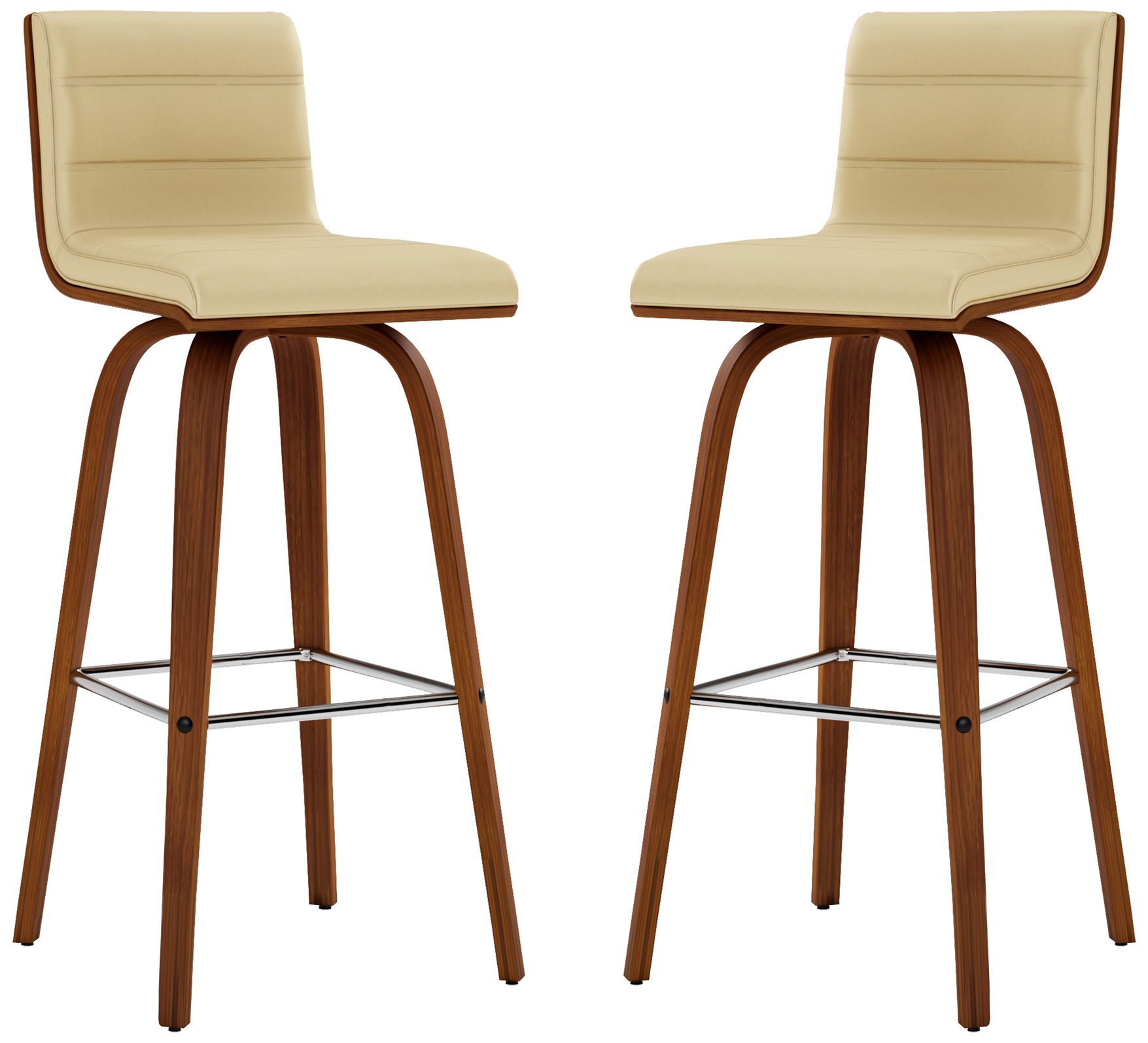 Image 4 Vienna 30 in. Swivel Barstool in Chrome Finish with Cream Faux Leather more views