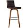 Vienna 30 in. Swivel Barstool in Walnut Finish with Brown Faux Leather