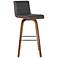 Vienna 30 in. Swivel Barstool in Walnut Finish with Gray Faux Leather
