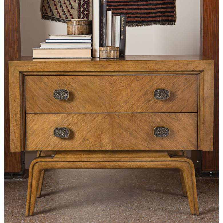 Image 1 Vienna 38 inch Wide Walnut Wood 2-Drawer Modern Chest