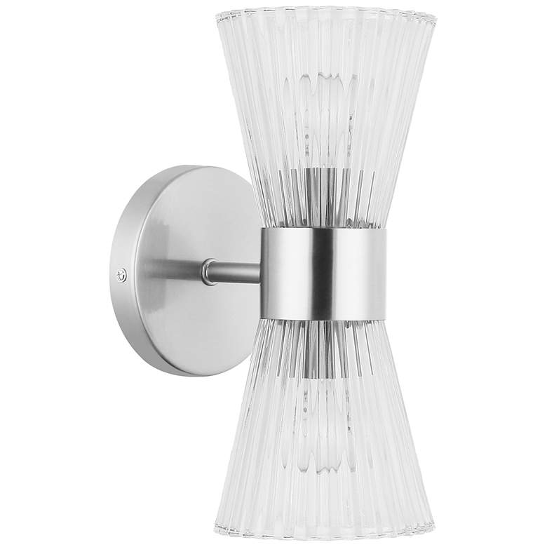 Image 2 Vienna 4.75"W 2 Light Polished Chrome Vanity With Clear Ribbed Glass
