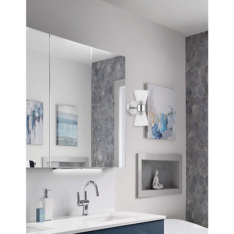 Image 3 Vienna 4.75"W 2 Light Polished Chrome Vanity With Clear Ribbed Glass more views