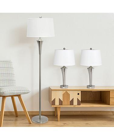 Vienna Brushed Nickel 3-Piece Floor and Table Lamp Set