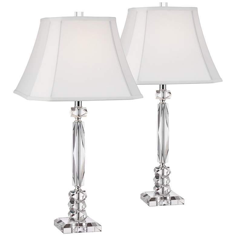 Image 2 Vienna Full Spectrum 25 1/2" Cut Crystal Column Table Lamps Set of 2